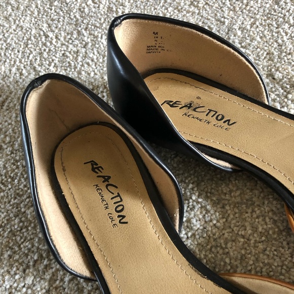 Black Tan Kenneth Cole Pointed Flats - Picture 3 of 5